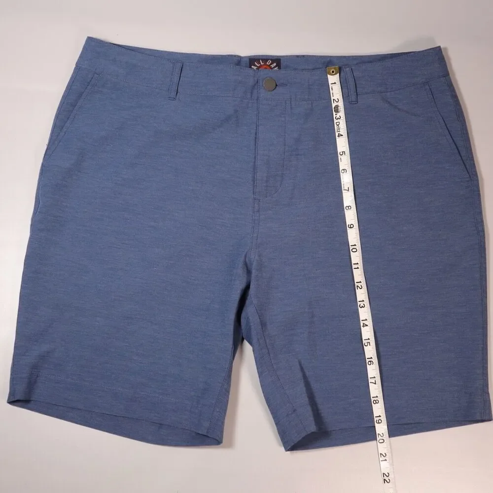 Faherty Mens Size 38 All Day Shorts Blue Zip Fly Drawstring Casual 9” Inseam